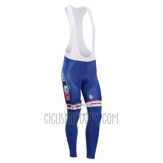 FDJ Cycling Jersey Bib Tight 2014 Long Sleeve Blue